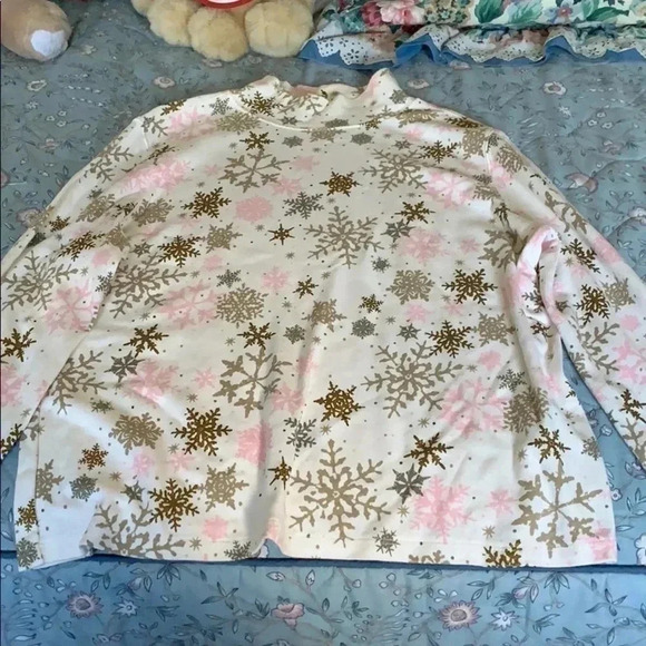 Laura Scott Snowflake Design Ladies Shirt with long sleeves size LP - Picture 1 of 3